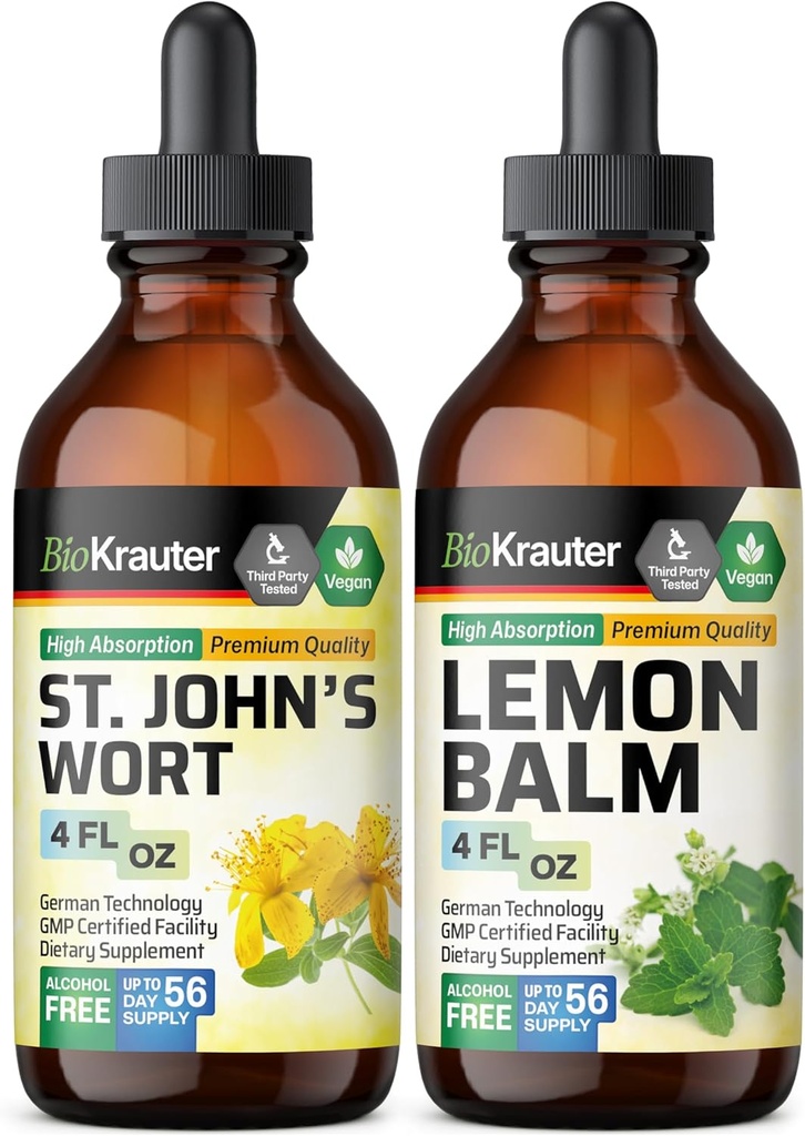 BIO KRAUTER St. John’s Wort Tincture 4 Fl. Oz. & Lemon Balm Tincture 4 Fl. Oz.