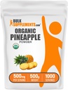 BulkSupplements.com Pó de Abacaxi Orgânico - Pó de fruta de abacaxi, para aromas e smoothies - sem açúcar e sem glúten, 500mg por serviço, 500g (1.1 lbs) (Pacote de 1)