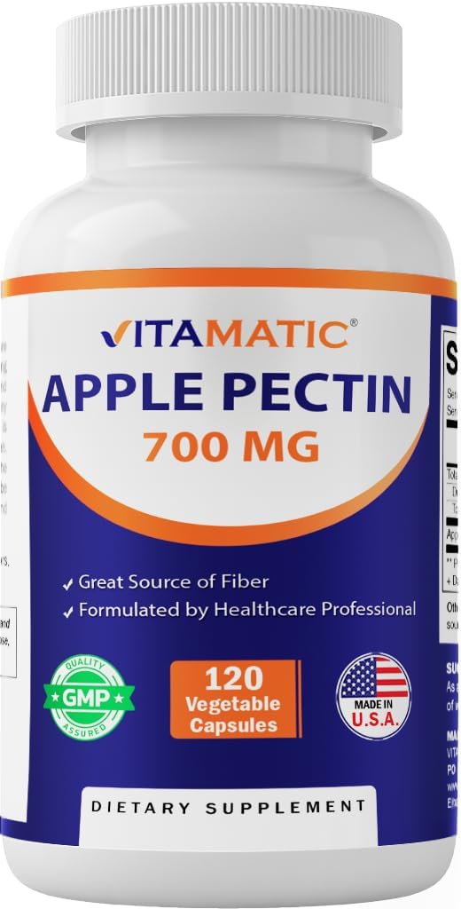 Apple Pectin 700mg - 120 kapsula begetariar botilako zuntz naturalaren gehigarria - Digestio-osasuna eta erregulartasuna onartzen ditu*