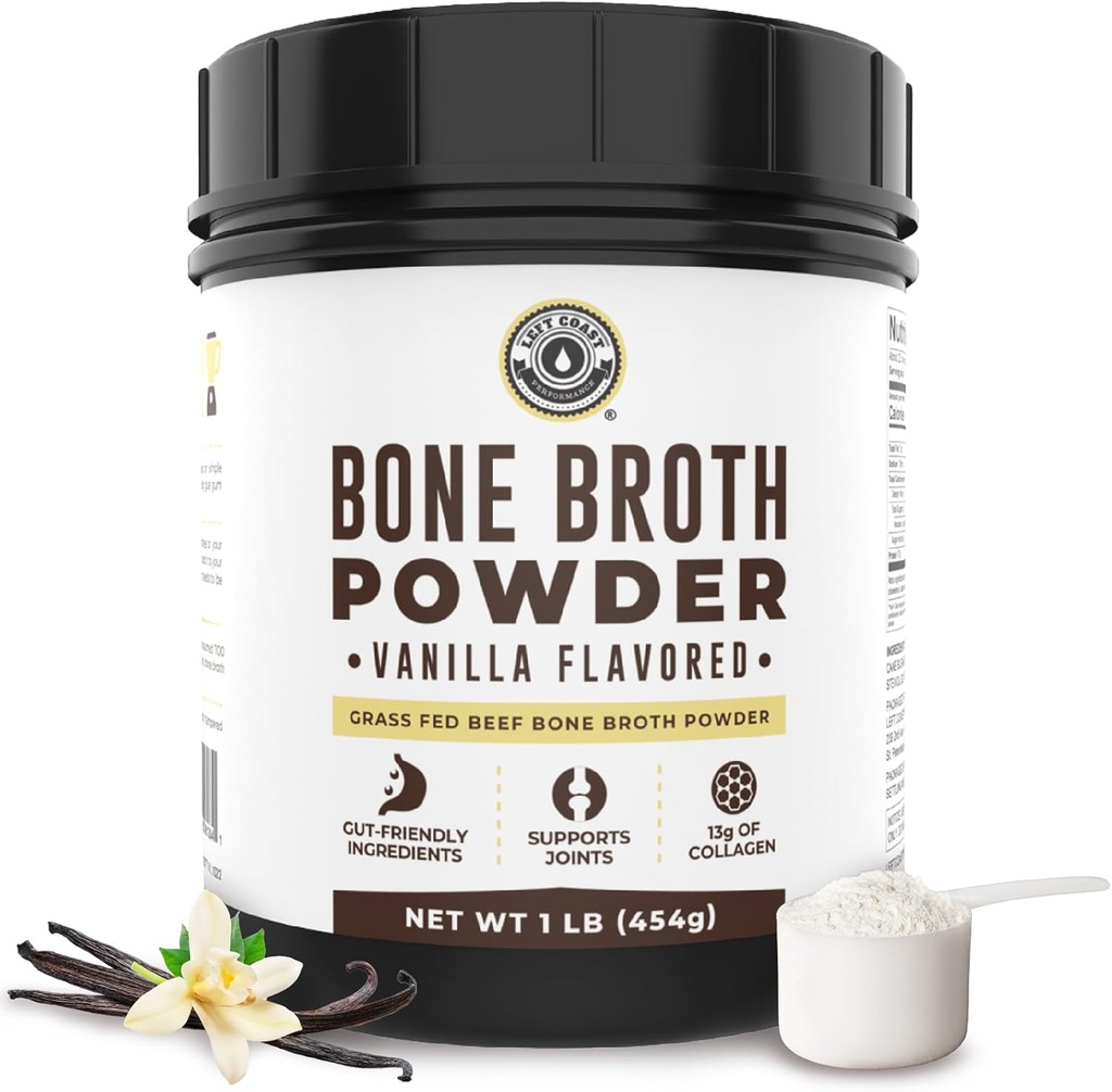16oz Vanilla Bone Broth Protein Polvere da Grass Fed Beef - Ingredienti non OGM, Gut-Friendly, Bassa Carb Latticini Free Protein Powder - Natural Collagen Source For Joint Support - Keto Friendly