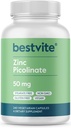 Picolinat de zinc BESTVITE 50mg (240 Capsule vegetariene) - Fără Stearet - Vegan - Non OMG - Gluten Free