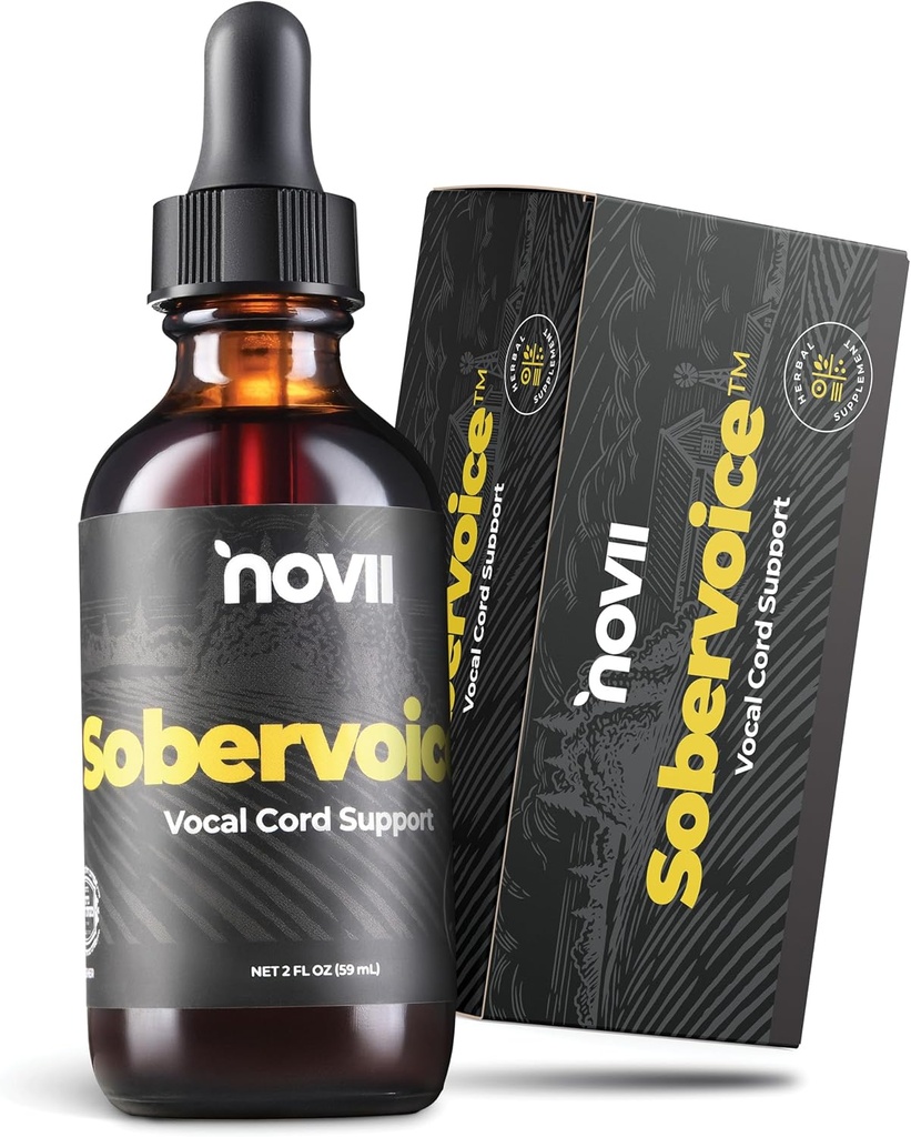 NOVII Sobervoice, Ultimate vocal Health Drops - Žolinių palengvinimas nuo vocal padermės, Sausumas ir užkimimas - Balso stiprinimo stiprintuvas Drops, Vokal Religija dainininkams, garsiakalbiai, atlikėjai, 2 fl. oz.