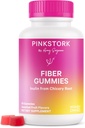 Pink Stork Prenatal Fiber Gummies for Women - 3g Prebiotic Inulin from Chicory Root - Natural Pregnancy & Postpartum Stool Softeners for Constipation &amp; Digestive Health - 60 Vegan Fiber Chews
