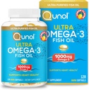 Qunol Omega 3 ulei de pește Mini Softgels, 1000mg Ultra ulei de pește pur, Heart Health Support, Omega 3 DHA Suplimente, Lemon Flavor, 2 lună de aprovizionare, 120 Conte
