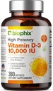 Biofix Vitamina D-3 10000 IU 380 Softgels - High-Potency in Extra Virgin Olive Oil Non-GMO Soy Free Supports Strong Bones Immune Health