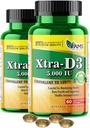 America Medic & Science Xtra D3 Vitamina D 5000 IU (125 mcg)Cholecalciferol Supplemento per gli uomini e le donne (120Easy to Swallow Softgels) 2pack|Best for Bone,Heart Health, Supporto del sistema immunitario, Funzione polmonare