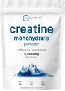 即时Creatine Monohydrate Powder 1 kg (2.2升), 5000mg per Serve, 微量化Creatine Powder, 不受欢迎,纯净, 无填充器, Keto & Vegan 友好, 容易解析的男女预工作