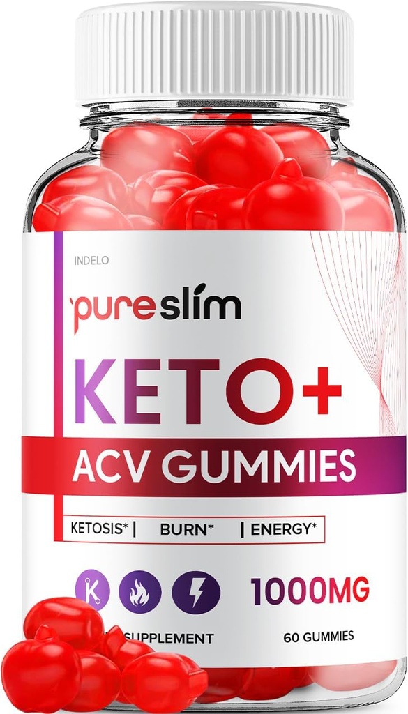 Pure Slim Keto ACV Gummies - Advanced Formula PureSlim Keto Plus ACV Gummies Apple Cider Vinegar Pure Slim ACV Gummies Dietary Supplement Reviews Men Women (60 Gummies)