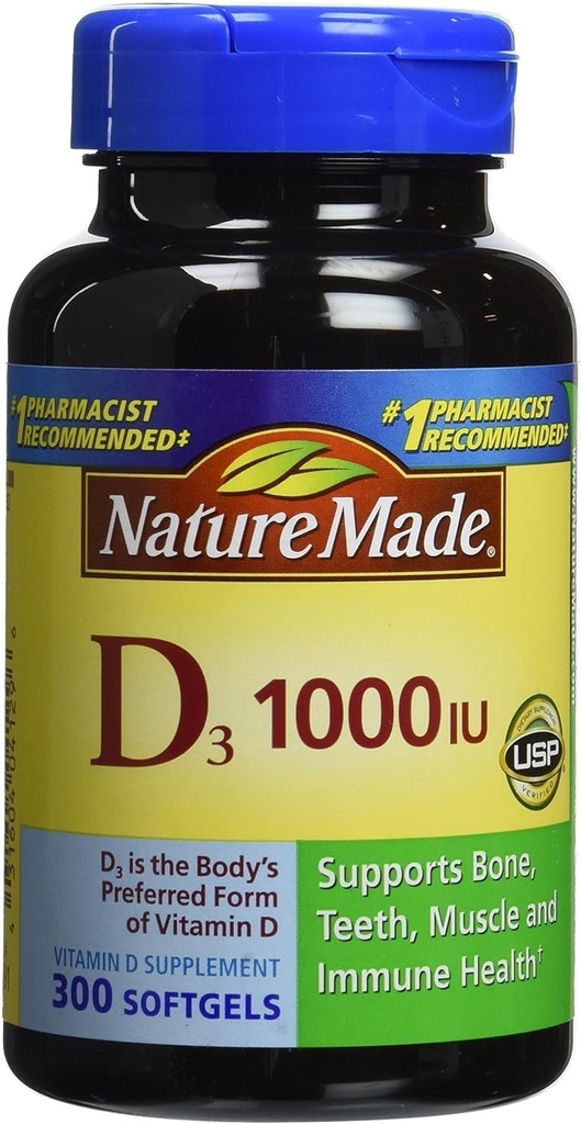 Naturlaget vitamin D3 1000 IU, 300 tabletter