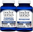Doctor Morse's Turmeric Curcumin 1950mg & Berberine 1500mg Bundle - Gemensamt stöd, Hälsosam metabolism och Immune Boost med BioPerine & Ceylon Cinnamon, FDA-registrerad, NSF-certifierad 90 kapslar