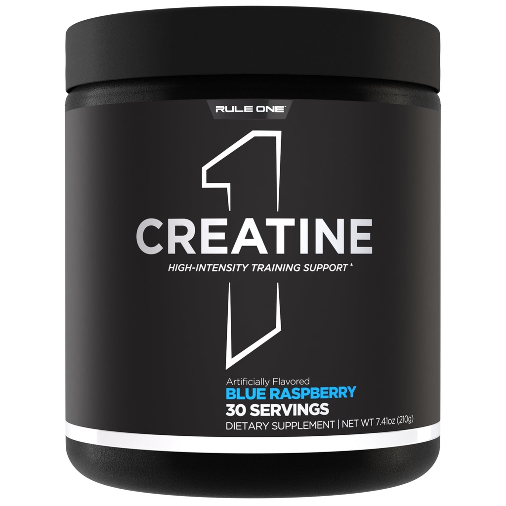 Rule 1 Proteins Creatine Powder – Pure Micronized Creatine Monohydrate for High-Intensity Exercise and Lean Body Mass Support, Flavored and Unflavored (30 Servings, Blue Raspberry)