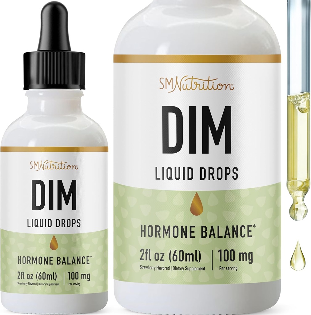 DIM Liquid kapky dodatek 100mg pro Estrogen Balance pro ženy a muže 124; Hormon Balance, Menopauza Doplňky pro ženy, PMS Podpora a antioxidant Podpora 124; Vegan, Non- GMO, Third- Party Tested