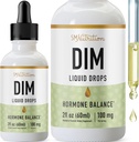 DIM Liquid Drops Supplemento 100mg per Estrogen Balance per le donne e gli uomini | Equilibrio dell'ormone, Menopausa Supplementi per le donne, Supporto PMS & Antiossidante | Vegan, Non-GMO, Testato di terze parti