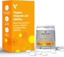 Chewable vitamin D3-tabletter – høy styrke 62,5 μg 2500IU vitamin D3 Kolekalciferol – Vegan glutenfri VIT D3 vitamintilskudd (60Ct)