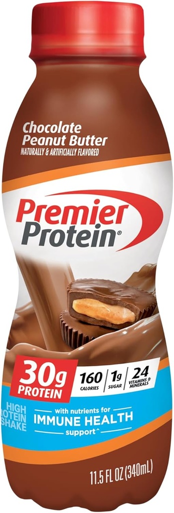 Premier Protein Shake, Chocolate Bơ đậu phộng, 30g Protein, 1g Sugar, 24 vitamins & Minerals, Nutrients để hỗ trợ Immun Health, 11.5 Fl Oz