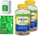 Calciu Plus Vitamina D, Gume adulte, 500 mg, 1000 UI, Arome asortate, 100 Ct (2 ambalaj) Bundle cu vitamine exclusive & minerale - A la Z - Ghid mai bun de lumină și primăvară (3 elemente)