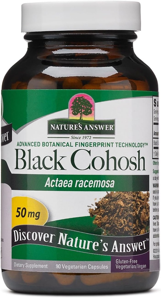 Natury Odpověď Black Cohosh Root Powder 50mg 90 Vegetariánské kapsle 124; Menopauzální podpora 124; Hot Flash Relief 124; Podpora plodnosti