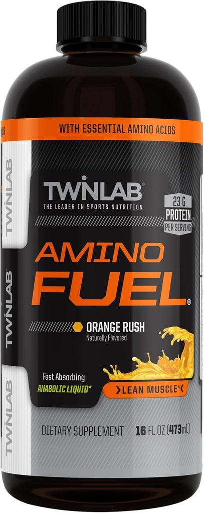 Twinlab Amino Erregaia - Lan aurrekoa eta Post-Laneko Energia Edaria eta Gehigarria -16 fl oz, Orange Rush