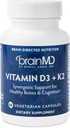 BRAINMD 维生素D3 + K2-60 Capsules - 协同支持健康骨骼与认知 - Gluten Free - 60 services