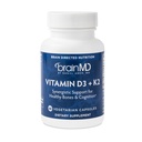 BRAINMD Vitamin D3 + K2, 60 Capsules - Synergistic Support for Healthy Bones & Cognition - Gluten Free - 60 Servings