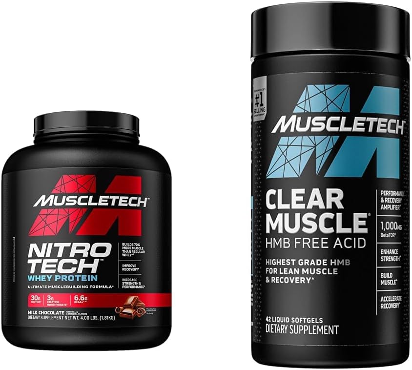 Muscletech Whey Protein Powder Nitro-Tech Whey Proteinsolate & Peptides & Garbitu Muscle Post Workout Recovery | Muscle Builder for Men & Women
