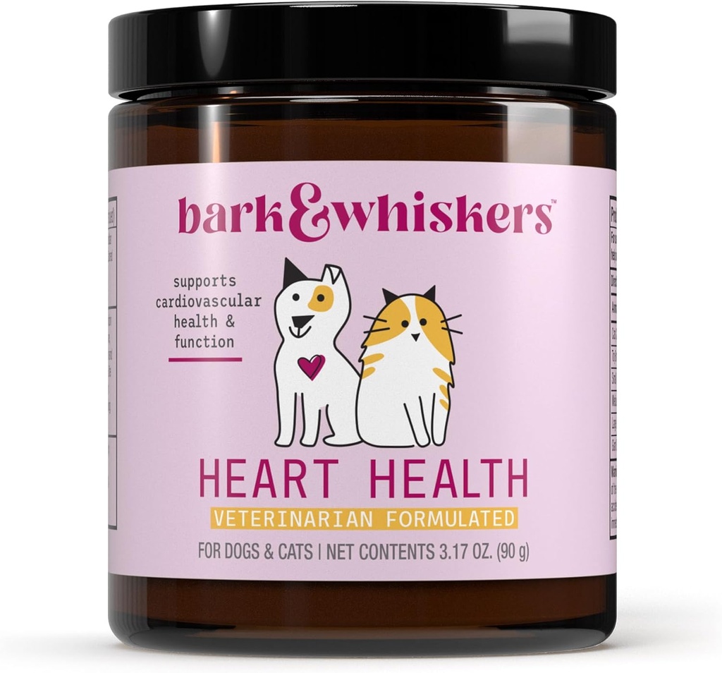 Bark & Whiskers Heart Health for Psi & Mačky, 3.17 oz. (90g), 90 Scoops, Cheddar Cheese Flavor, podporuje Kardiovaskulárne zdravie a funkcie, Veterinarian Formulované, non-GMO, Dr Mercola