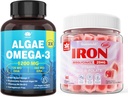 Vegan de fier Gummies & Plant-Based Algae Omega 3 1200mg Supliment