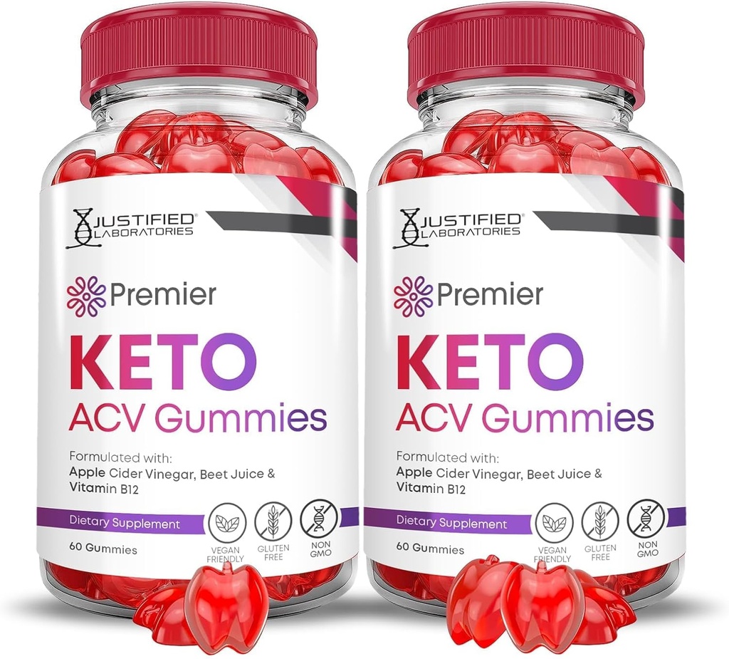 مختبرات مبررة (2 Pack Premier Keto ACV Gummies Premier Keto Gummies Advanced 1000MG Apple Cider Vinegar Formulated with Pomegranate Beet Juice Powder B12 Vegan Non GMO 120 Gummys