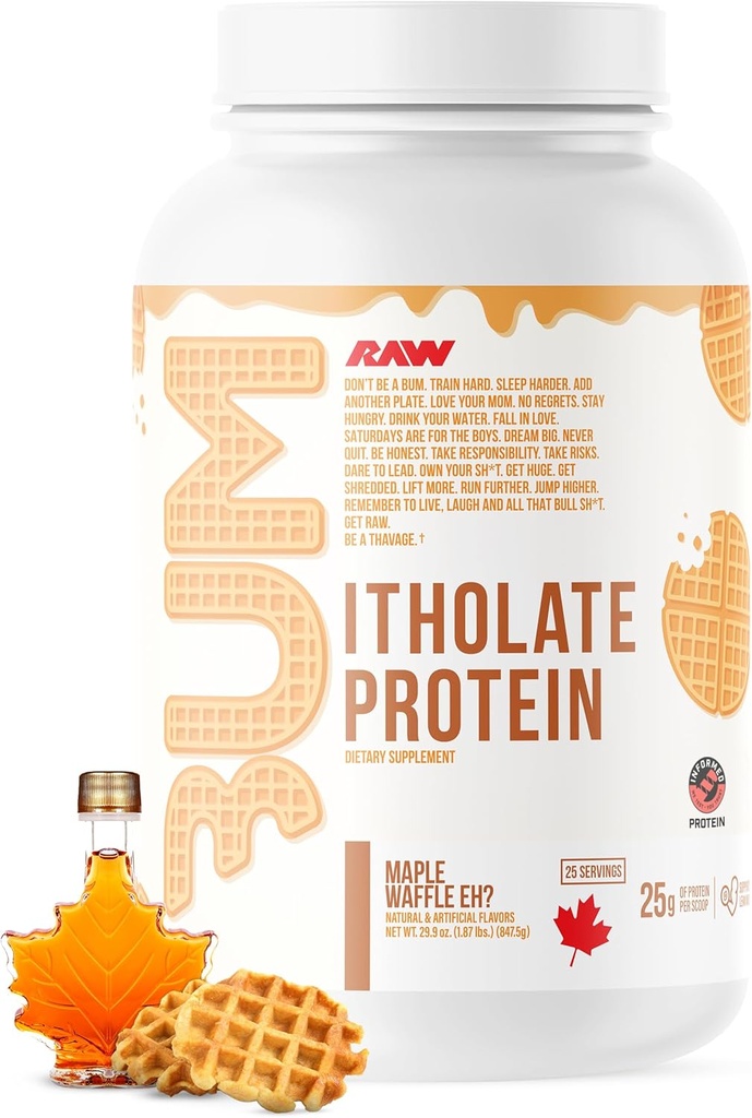 RAW Whey Isolate Protein Powder, Maple Waffle Eh? (CBUM Itholate) - 100% Grass-Fed Sporternährungspulver für Muskelwachstum & Erholung - Low-Fat, Low Carb, Natürlich gefickt - 25 Portionen