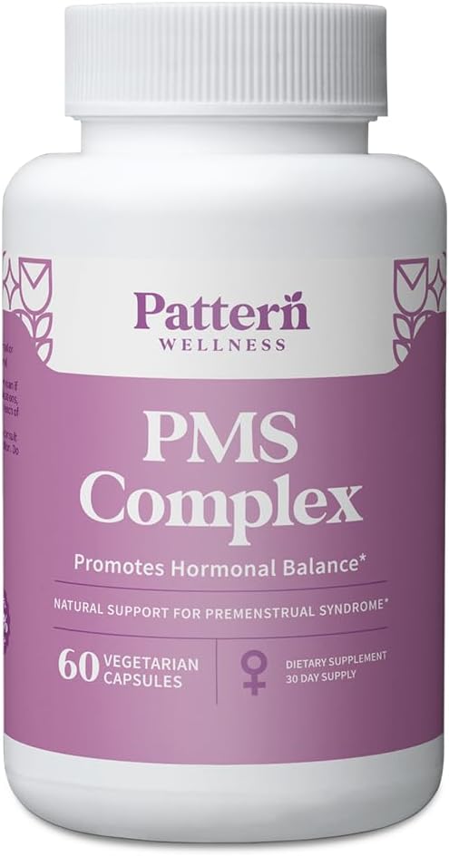 Pattern Wellness PMS Complex - Monthly Cycle Wellness Support - with Vitamin B6, Magnesium & Herbal Extracts - 60 Vegan Capsules