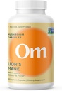 Om Lions Mane capsule ciuperci - Organic Mushroom Supliment și Nootrop - Suplimente cerebrale pentru memorie și concentrare, 180 Conte (60 Servings)