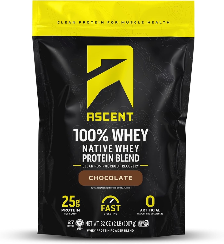 Stijgen 100% Wei Proteïne Poeder - Post workout Wei Proteïne Isolaat, Zero kunstmatige smaken en zoetstoffen, Glutenvrij, 5.5g BCAA, 2.6g Leucine, Essentiële Aminozuren, Chocolade 2 lb