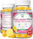 Lunakai JAV Made Collagen Gummies moterims ir vyrams per 50, Biotinas ir vitaminas C, Palaiko odos elastingumą, Plaukų & Nagų stiprumas, Bendra parama, 60ct