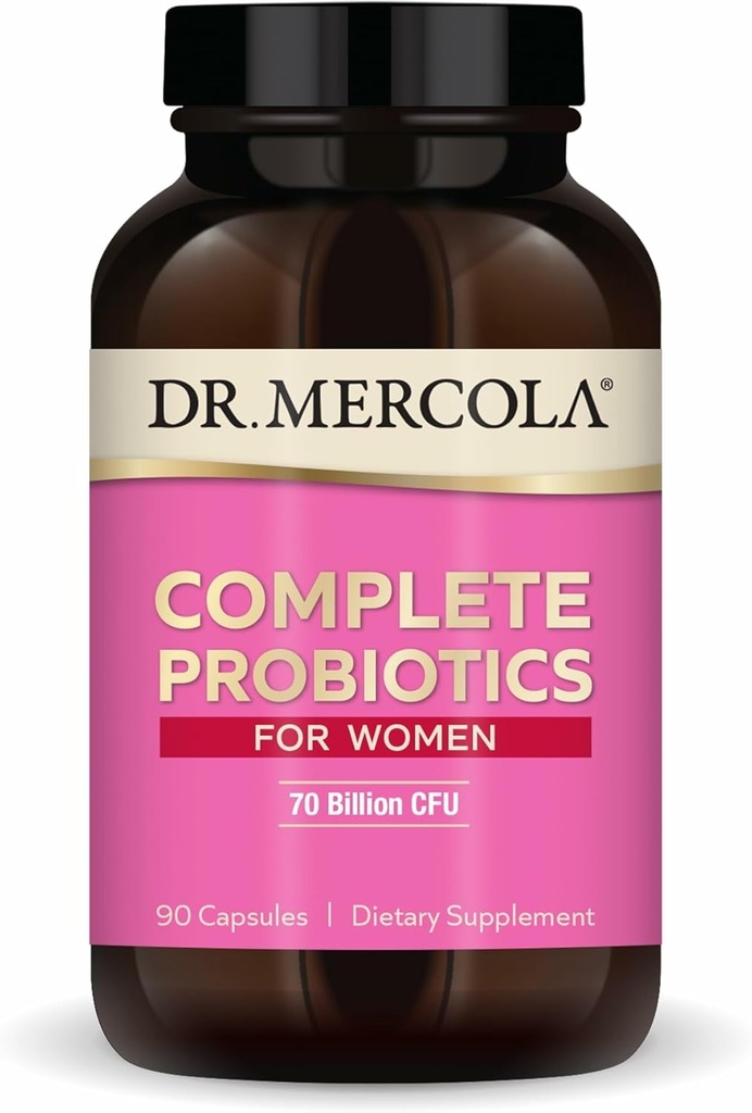 Dr. Mercola Complete Probiotikas sievietēm - Supports Gut, Vaginal & Imūnveselība - Satur Lactobacillus celmi - ne-GMO, bez lipekļa un bez sojas - 90 kapsulas (90 Servējumi)
