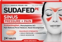 Sudafed PE Sinus Pressure + Pain Relief Tablet, Maximum Energy, Non-Drowsy, OTC Sinus Relief Medicine dengan Acetaminopenhen Pain Reliever & Phenylephrine HCl Nasal Decongestan, 24