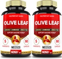 5in1 Olive Leaf Extract for 4 Months 6050mg with Garcinia Cambogia, Green Tea, Green Coffee & Black Pepper - Cardiovascular Health, Well Being & Immune Support - 2 Packs 60 Capsules