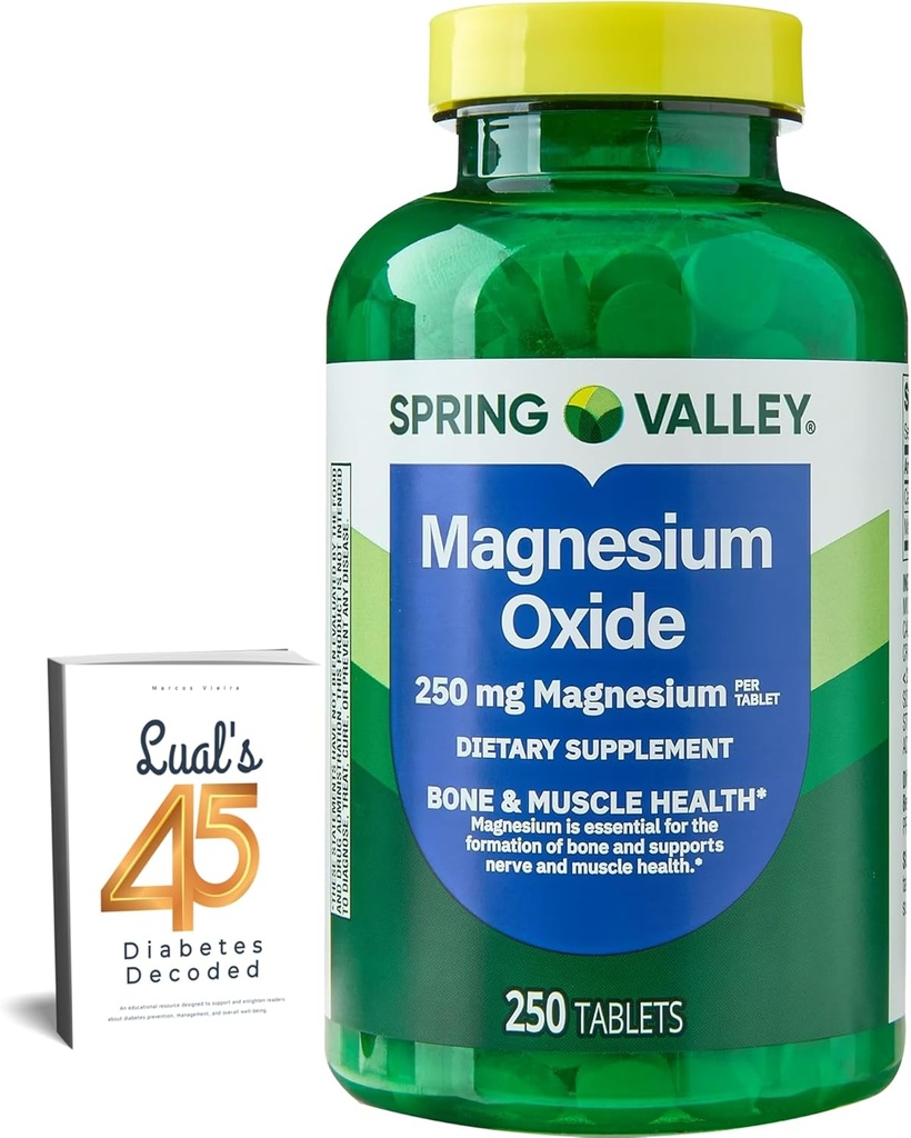 Spring Valley Magnesium 250mg 250 Count, Bone & Muscle Health, Magnesium Supplement for Women, Dieta Osagarria Lual-en 45 Diabetes Deskodetua