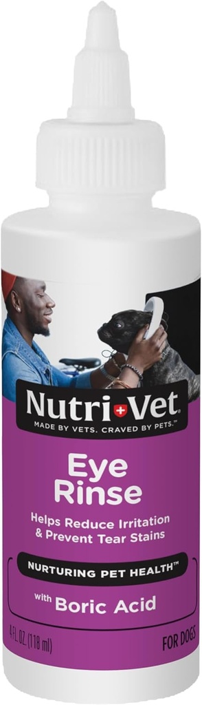 Nutri-Vet Eye Rinse за кучета, Куче Сълза Премахване, Очни Измийте, Алергия Relief for Pet Puppies, Кучешки доставки, Pet Safe Formula, Vet Formulated, Предотвратява инфекции, 4oz