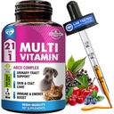 Cat & Dog Multivitamin Liquid with Glucosamine & Cranberry | 21 in 1 Health Supplements for Urinary Tract Kidney, Bladder, Hip & Joint, Skin & Coat | Natural UTI Medicine (60 ml)
