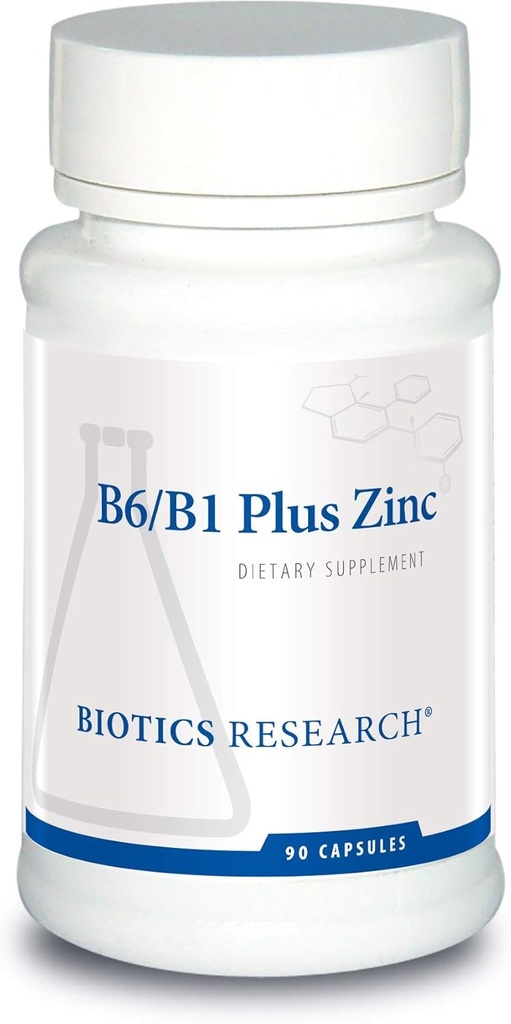 Biotics Research B6 B1 Plus Zinc Suprimentos Formas Ativas de vitaminas B, 5mg de forma altamente biodisponível de zinco, Aids na atividade de mais de 300 diferentes enzimas dependentes de zinco 90 Cápsulas