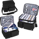 Dwuwarstwowa torba medyczna z izolowanym zestawem do butelek z zamkniętymi końcówkami, Travel Medicine Organizer z miękkimi pasami do butelek, Dostawy medyczne