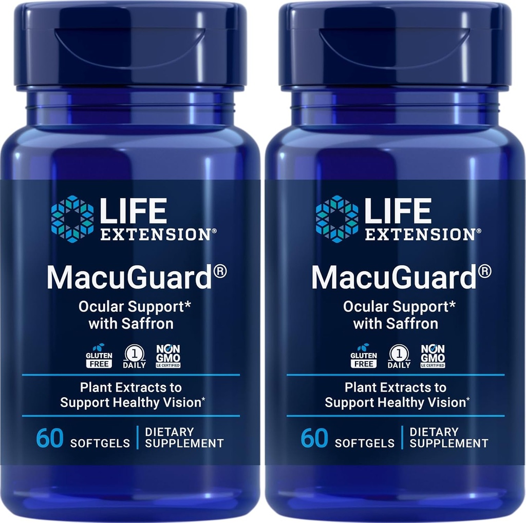 Life Extension MacuGuard Ocular Support mit Saffron, 60 Softgels (Pack von 2)
