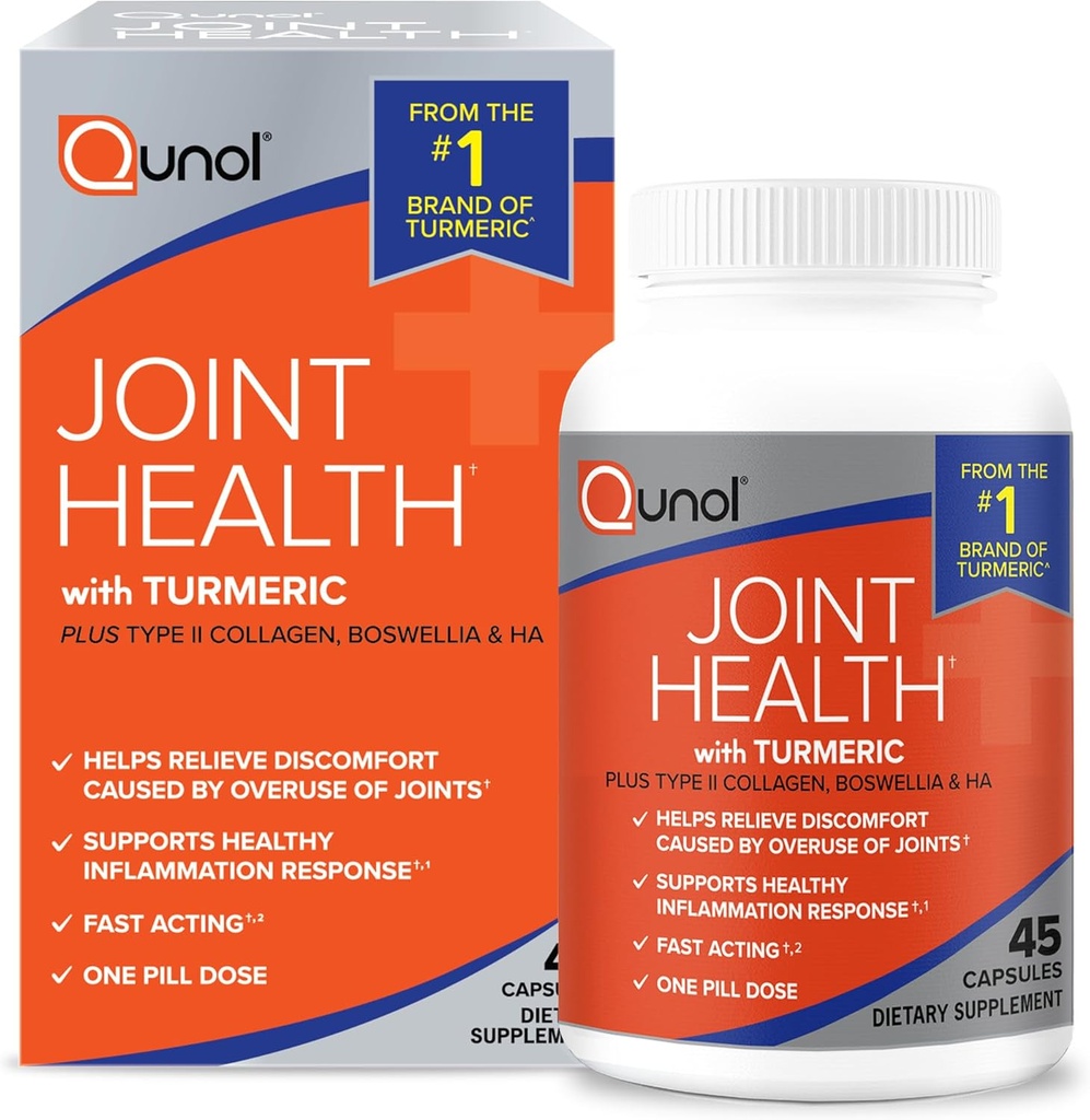 Qunol 5-i-1 Joint Support Supplement, Hurtigvirkende, En pilledose, støtte sunn inflammasjonsrespons & Discomfort forårsaket av overbruk av ledd, alternativ til glukosamin Chondroitin MSM, 45 greve