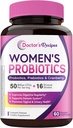 Probiotico femminile, 60 Caps 50 miliardi di CFU 16 Strains, con mirtillo organico, Vaginale immunitario digestivo & salute urinaria, Scaffale stabile, rilascio ritardato, No