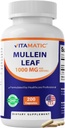 Vitamatic Mullein Leaf 1000mg per Serving - Supports Healthy Respiratory, Bronchial & Immune Function - 200 Capsules