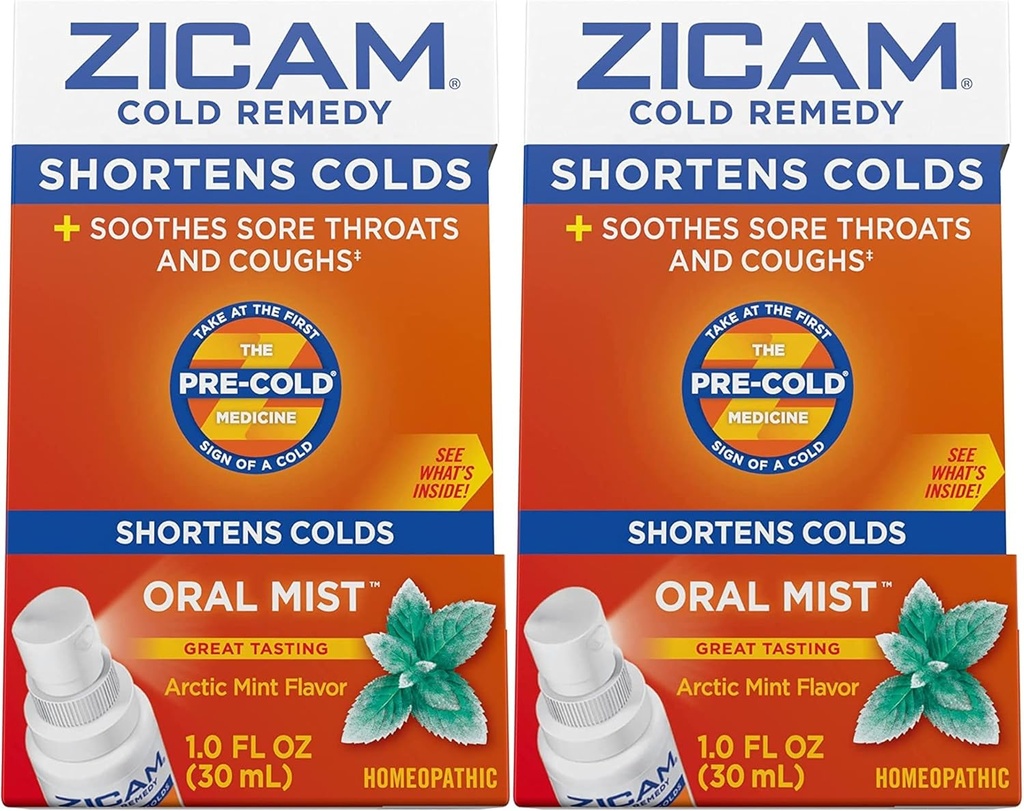 Zicam Cold Remedy Zinc Arctic Mint Oral Mist, 1 onça (Pacote de 2)