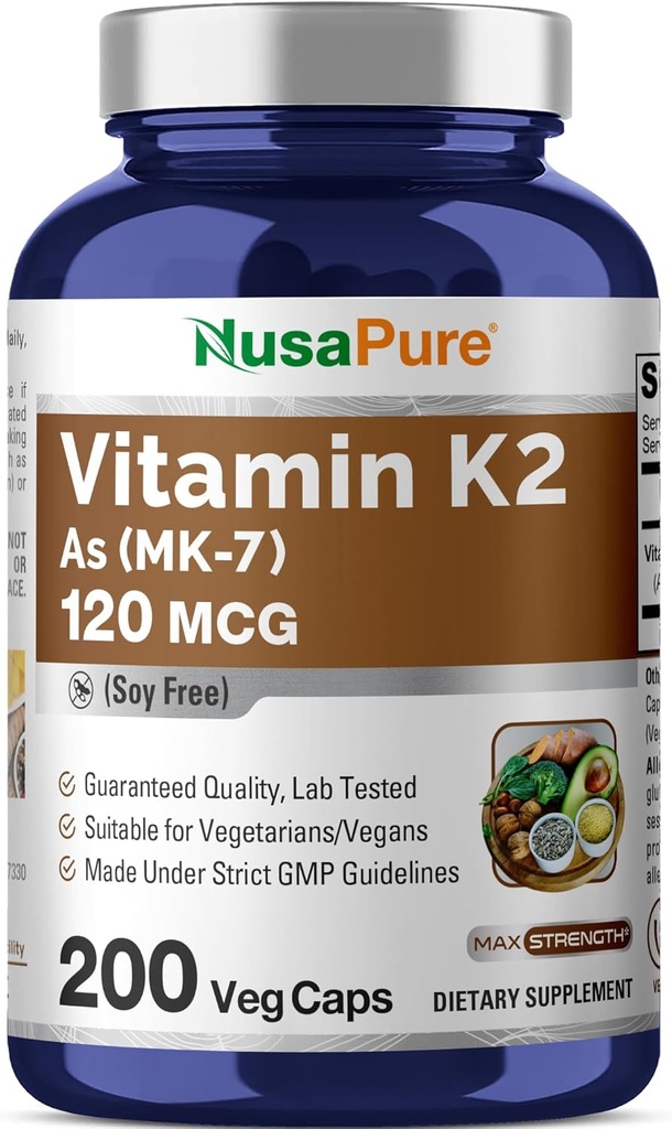 NusaPure Vitamina K2 MK7 120 mcg 200 Veggie Caps