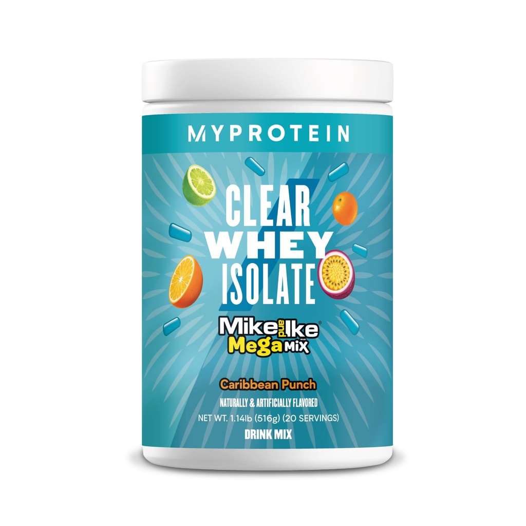 Myprotein Clear Whey Isolate Protein Powder, 20 Servings (1.1lbs) Fruity Mike and IKE Caribbean Punch Drink Mix, 20g Protein per Serving, Daily Drink for Superior Performance