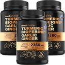 4-in-1 Integratori Turmeri e Aglio con BioPerine – 2360mg Turmeric Ginger Root Capsule con Aglio – Alto Potency Herbal Blend (120 ct, Confezione da 3)