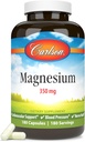 Carlson - Magnesium, 350 mg, Cardiovascular Support, Muscle Function & Nerve Health, 180 kapslar